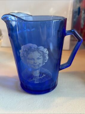 Vintage Hazel-Atlas Cobalt Blue Depression (1930’s) Glass Shirley Temple Pitcher